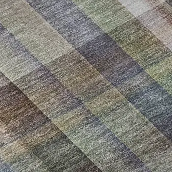 8' X 10' Pewter And Purple Plaid Washable Area Rug With UV Protection