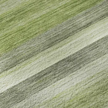 10' X 14' Fern Green Ivory And Gray Striped Washable Area Rug With UV Protection