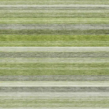 10' X 14' Fern Green Ivory And Gray Striped Washable Area Rug With UV Protection
