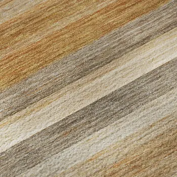 3' X 5' Rust Gray And Ivory Striped Washable Area Rug With UV Protection