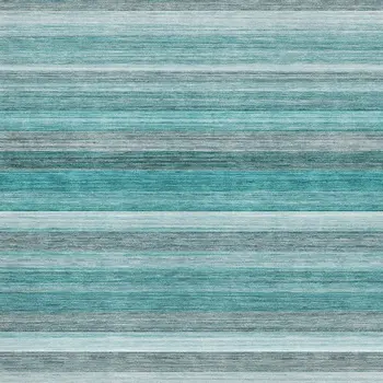 3' X 5' Teal Gray And Ivory Striped Washable Area Rug With UV Protection
