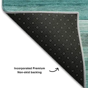 5' X 8' Teal Gray And Ivory Striped Washable Area Rug With UV Protection
