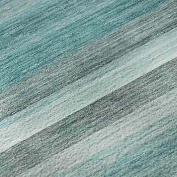 9' X 12' Teal Gray And Ivory Striped Washable Area Rug With UV Protection