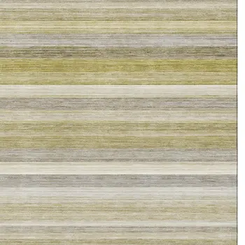 3' X 5' Wheat Gray And Ivory Striped Washable Area Rug With UV Protection