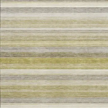 8' X 10' Wheat Gray And Ivory Striped Washable Area Rug With UV Protection