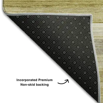 9' X 12' Wheat Gray And Ivory Striped Washable Area Rug With UV Protection
