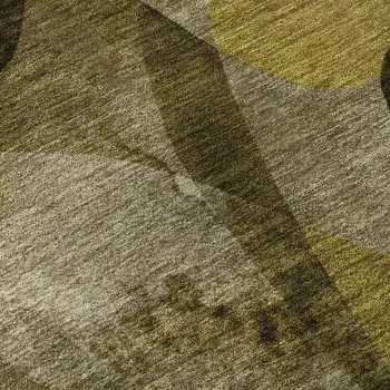 10' X 14' Coffee Gold And Ivory Abstract Washable Area Rug With UV Protection