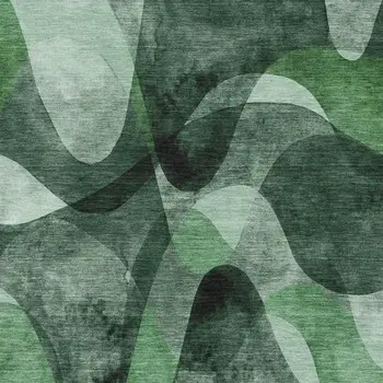 8' X 10' Fern Green Gray And Ivory Abstract Washable Area Rug With UV Protection