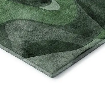 10' X 14' Fern Green Gray And Ivory Abstract Washable Area Rug With UV Protection