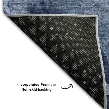 10' X 14' Navy Blue And Ivory Abstract Washable Area Rug With UV Protection