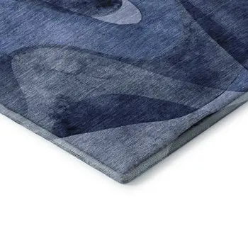 10' X 14' Navy Blue And Ivory Abstract Washable Area Rug With UV Protection
