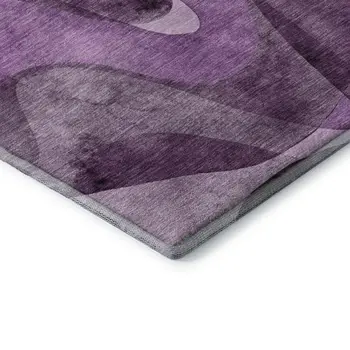 10' X 14' Purple And Ivory Abstract Washable Area Rug With UV Protection