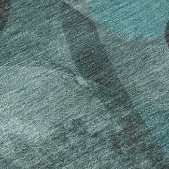 10' X 14' Teal And Ivory Abstract Washable Area Rug With UV Protection