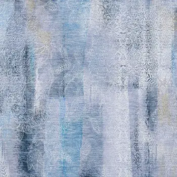 3' X 5' Blue And Ivory Abstract Washable Area Rug With UV Protection