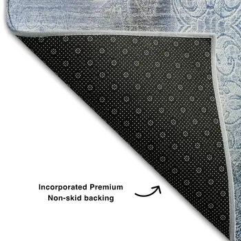 8' X 10' Blue And Ivory Abstract Washable Area Rug With UV Protection