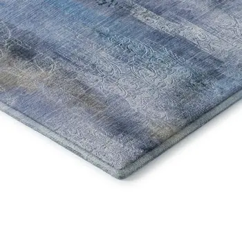 8' X 10' Blue And Ivory Abstract Washable Area Rug With UV Protection