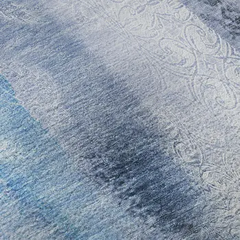 8' X 10' Blue And Ivory Abstract Washable Area Rug With UV Protection