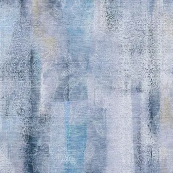 9' X 12' Blue And Ivory Abstract Washable Area Rug With UV Protection