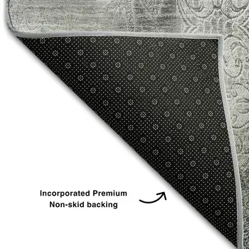 5' X 8' Gray And Ivory Abstract Washable Area Rug With UV Protection