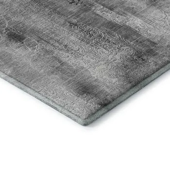 5' X 8' Gray And Ivory Abstract Washable Area Rug With UV Protection