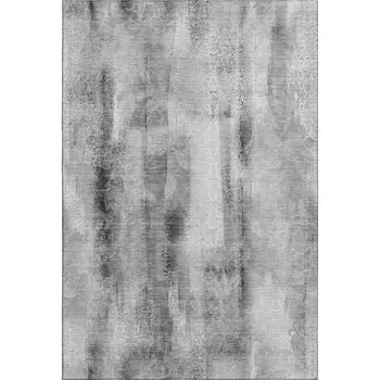 9' X 12' Gray And Ivory Abstract Washable Area Rug With UV Protection