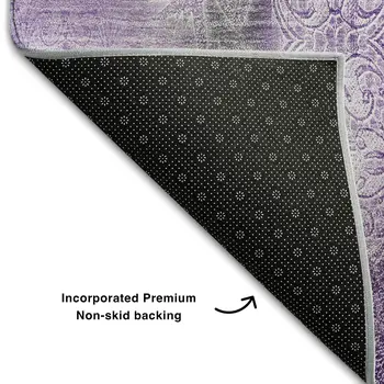 8' Purple And Ivory Abstract Washable Round Rug With UV Protection