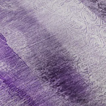 8' Purple And Ivory Abstract Washable Round Rug With UV Protection