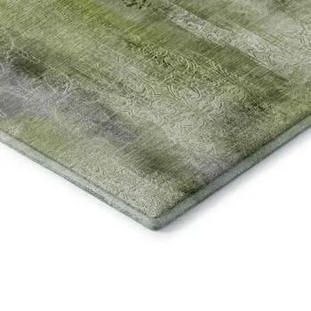 8' Sage And Ivory Abstract Washable Round Rug With UV Protection