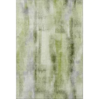 8' X 10' Sage And Ivory Abstract Washable Area Rug With UV Protection