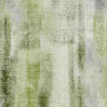 9' X 12' Sage And Ivory Abstract Washable Area Rug With UV Protection