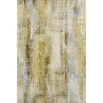 8' X 10' Taupe And Ivory Abstract Washable Area Rug With UV Protection