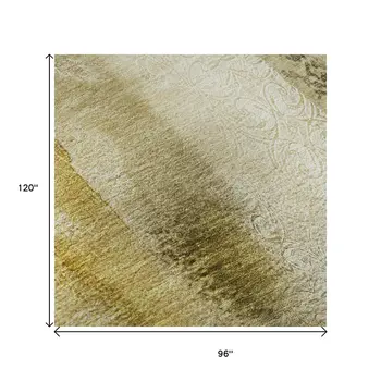8' X 10' Taupe And Ivory Abstract Washable Area Rug With UV Protection