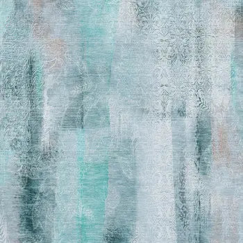 3' X 5' Teal And Ivory Abstract Washable Area Rug With UV Protection