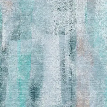 8' X 10' Teal And Ivory Abstract Washable Area Rug With UV Protection