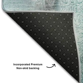 9' X 12' Teal And Ivory Abstract Washable Area Rug With UV Protection