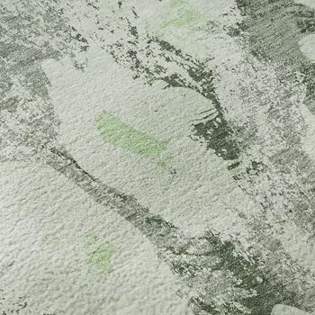 5' X 8' Fern Green Gray And Ivory Floral Washable Area Rug With UV Protection