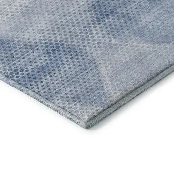 3' X 5' Blue And Ivory Geometric Washable Area Rug With UV Protection