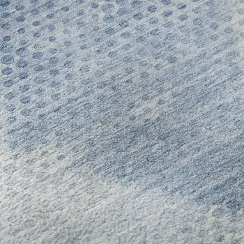 3' X 5' Blue And Ivory Geometric Washable Area Rug With UV Protection