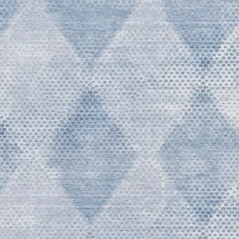 9' X 12' Blue And Ivory Geometric Washable Area Rug With UV Protection