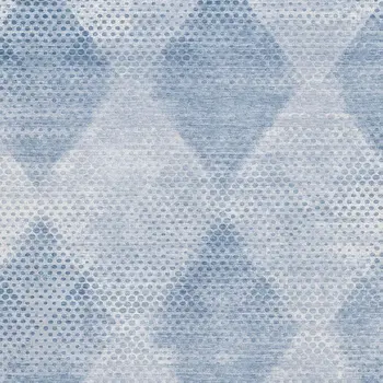 10' X 14' Blue And Ivory Geometric Washable Area Rug With UV Protection