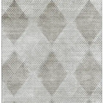 3' X 5' Gray And Ivory Geometric Washable Area Rug With UV Protection