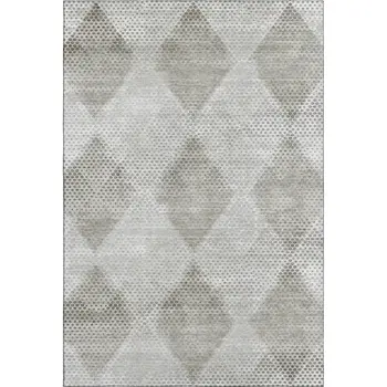 8' X 10' Gray And Ivory Geometric Washable Area Rug With UV Protection