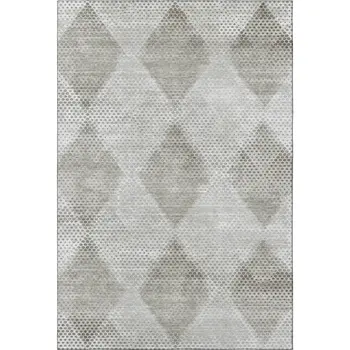 8' X 10' Gray And Ivory Geometric Washable Area Rug With UV Protection