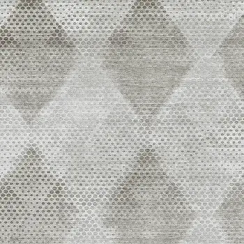 9' X 12' Gray And Ivory Geometric Washable Area Rug With UV Protection
