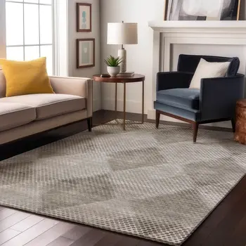 10' X 14' Gray And Ivory Geometric Washable Area Rug With UV Protection