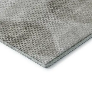 10' X 14' Gray And Ivory Geometric Washable Area Rug With UV Protection