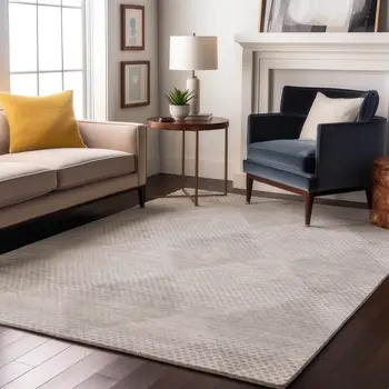 3' X 5' Ivory And Silver Geometric Washable Area Rug With UV Protection
