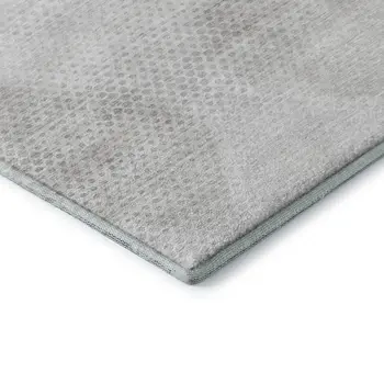 3' X 5' Ivory And Silver Geometric Washable Area Rug With UV Protection