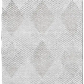 3' X 5' Ivory And Silver Geometric Washable Area Rug With UV Protection