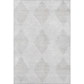3' X 5' Ivory And Silver Geometric Washable Area Rug With UV Protection